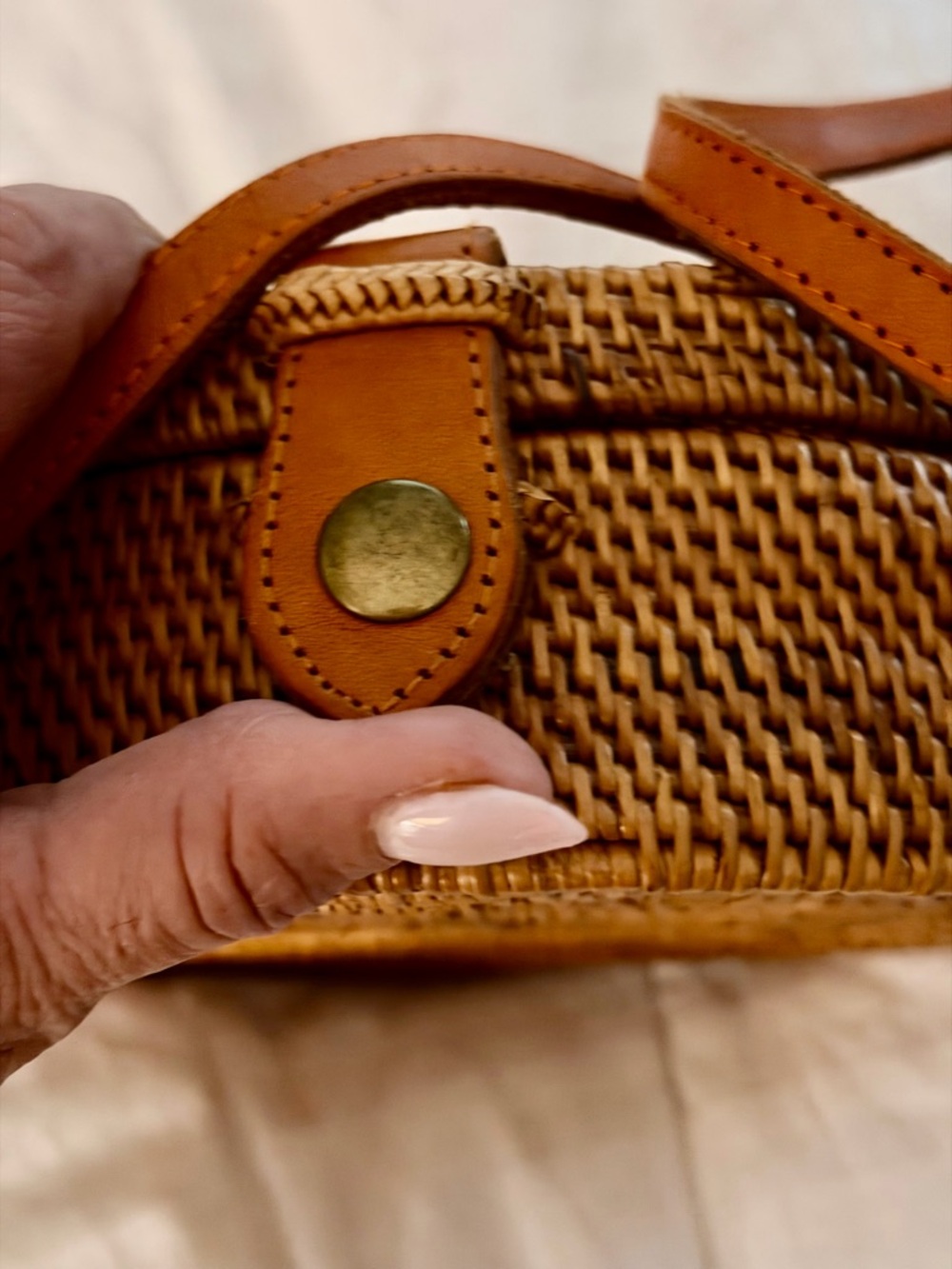 Bali Round Straw Crossbody Bag - Natural Straw - Picture 9 of 12